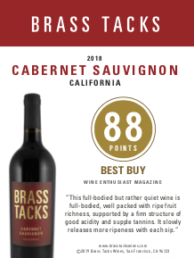  88 points, Best Buy - Brass Tacks 2018 Cabernet Sauvignon Shelftalker