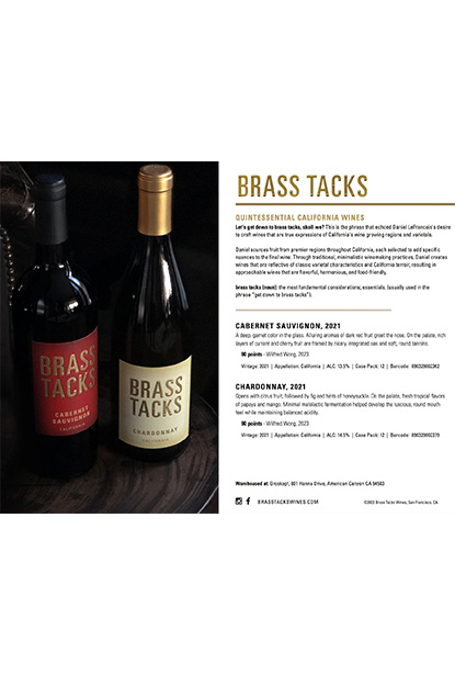 Brass Tacks California 2021 Vintages Sales Sheet